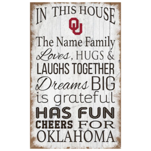 Oklahoma Sooners Personalized 11″ x 19″ In This House Sign