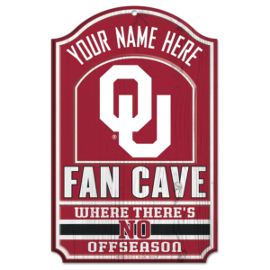 WinCraft Oklahoma Sooners Personalized 11” x 17” Fan Cave Wood Sign