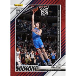 Josh Giddey Oklahoma City Thunder Fanatics Exclusive Parallel Panini Instant Giddey’s Double-Double Leads Thunder Past Grizzlies Single Rookie Trading Card – Limited Edition of 99