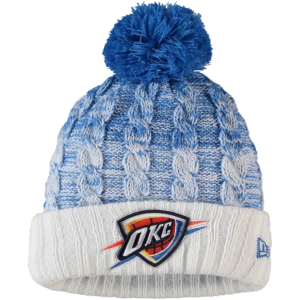 Girls Youth Oklahoma City Thunder New Era Blue Fade Cuffed Knit Hat with Pom